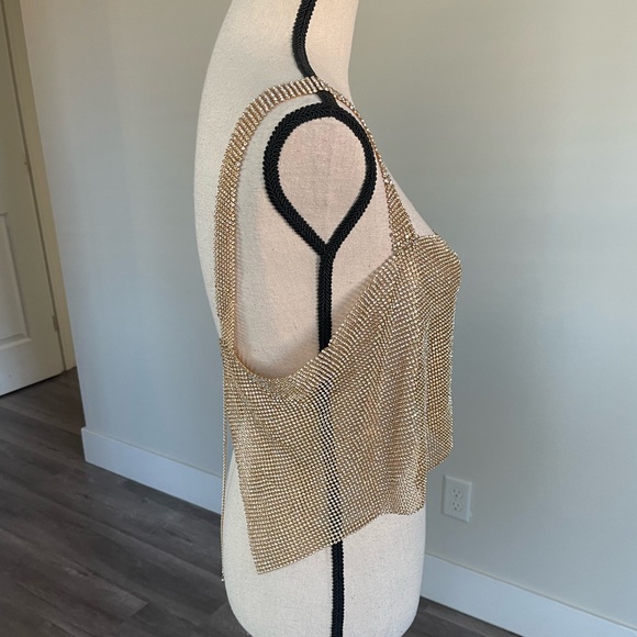 Gold Rhinestone Crop Top - Picture 3 of 6